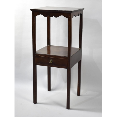 41 - A 19th Century Mahogany Gentleman's Wash Stand with Centre Drawer, Square Supports, 35cms Wide and 8... 