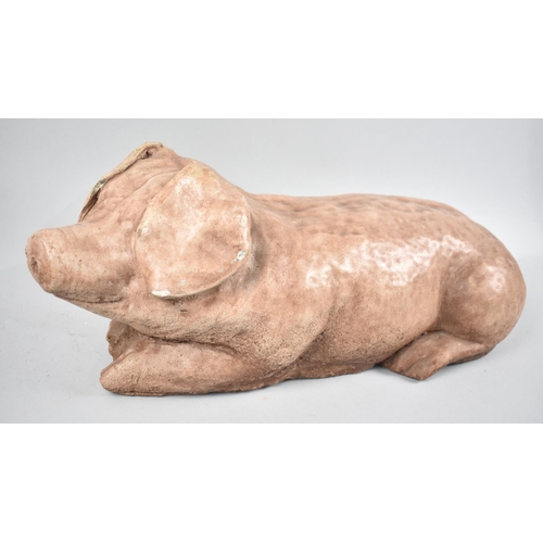 42 - A Heavy Reconstituted Stone Pig, perhaps for Butcher shop display, 50cms Long