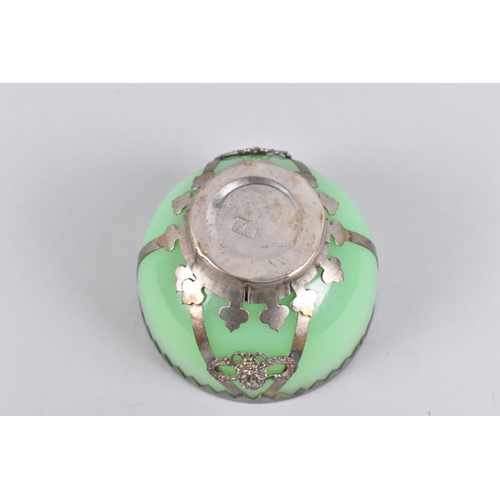 48 - A White Metal Mounted Jadeite Bowl/Cup, 7.5cms Diameter