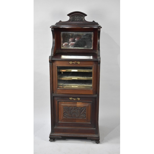 517 - A Late Victorian Mahogany Music Cabinet with Pull Front Purdonium Style Base, Glazed Centre Section ... 