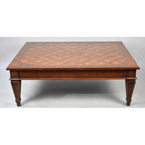 522 - A Modern Inlaid Burr Wood Crossbanded Coffee Table, 132cm x 102cm