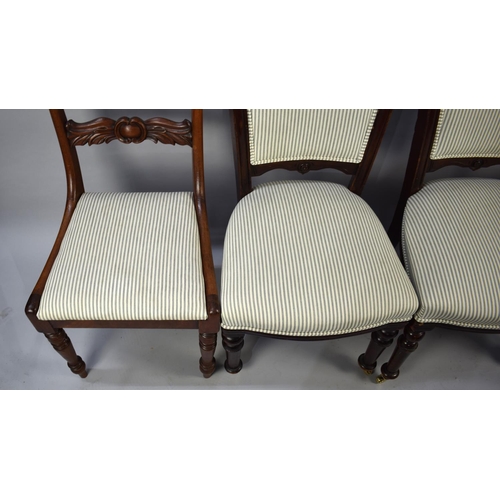 529 - Two Pairs of 19th Century Mahogany Framed Side Chairs, Reupholstered