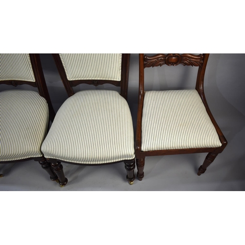 529 - Two Pairs of 19th Century Mahogany Framed Side Chairs, Reupholstered