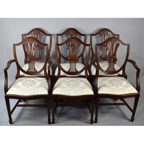 530 - A Set of Six Reproduction Mahogany Shield Back Dining Chairs