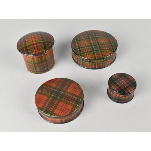 63 - A Collection of Four Tartan Ware Circular Lidded Boxes