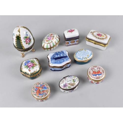 78 - A Collection of Continental Porcelain Boxes together with Four Circular Enamelled Boxes