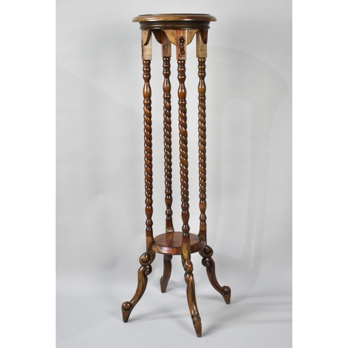 85 - A Reproduction Barley Twist Circular Topped Torchere Stand, 103cms High