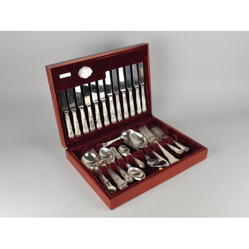 86 - A Modern Cased Canteen of Cooper Ludlam Silver Plated Kings Pattern Cutlery for Six