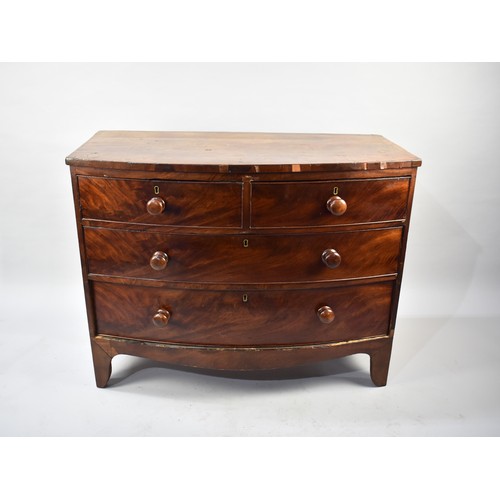 135 - A Late Victorian Mahogany Bow Fronted Chest of Two Short and Two Long Drawers, Turned Wooden Handles... 