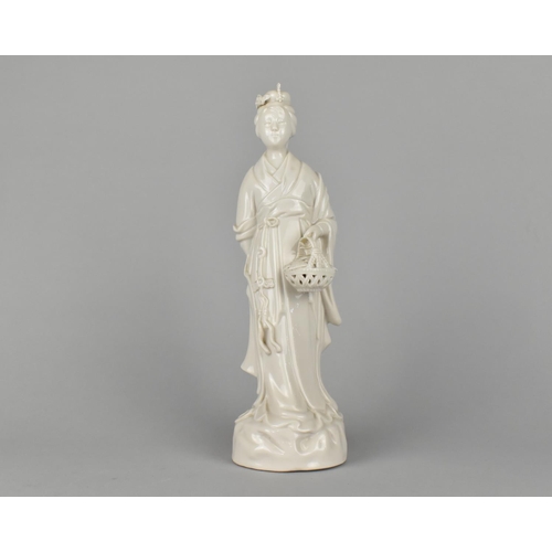 31 - A Chinese Porcelain Blanc de Chine Study of a Standing Fisherman with Net in Hand, 28cm (Missing Fin... 