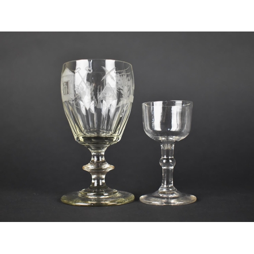 11 - A Late 19th Century Engraved Masonic Glass and a Smaller Hand Blown Example