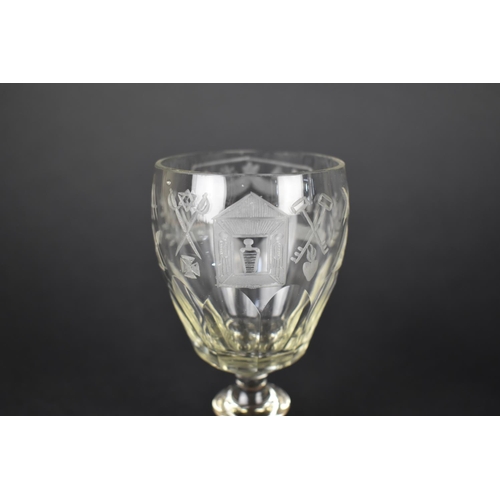 11 - A Late 19th Century Engraved Masonic Glass and a Smaller Hand Blown Example