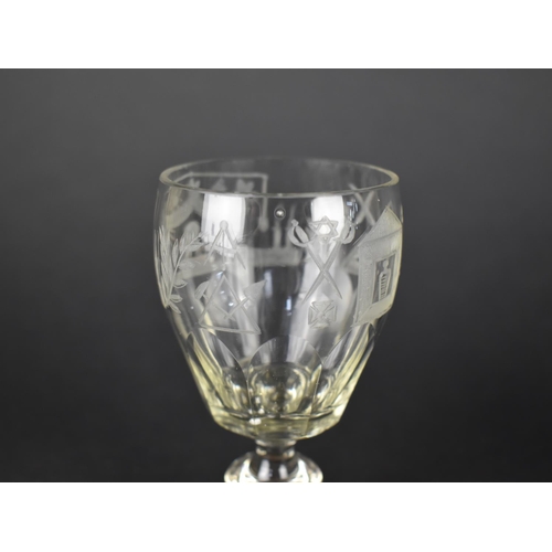 11 - A Late 19th Century Engraved Masonic Glass and a Smaller Hand Blown Example