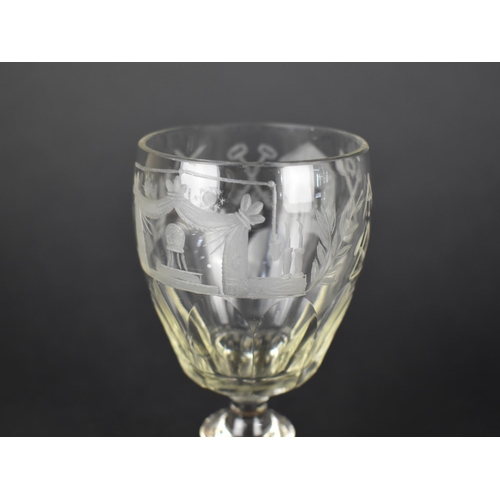 11 - A Late 19th Century Engraved Masonic Glass and a Smaller Hand Blown Example