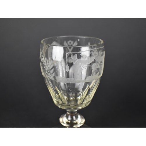 11 - A Late 19th Century Engraved Masonic Glass and a Smaller Hand Blown Example