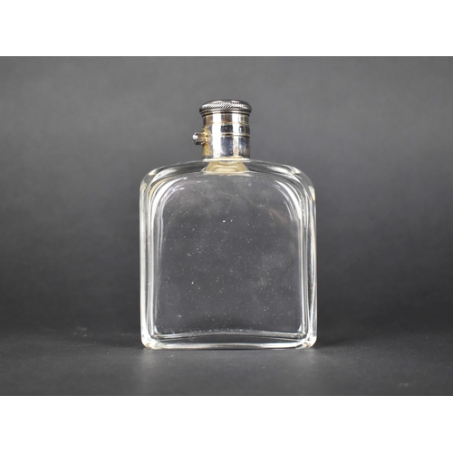 12 - A Nice Quality Glass Hip Flask, 11.5cms High