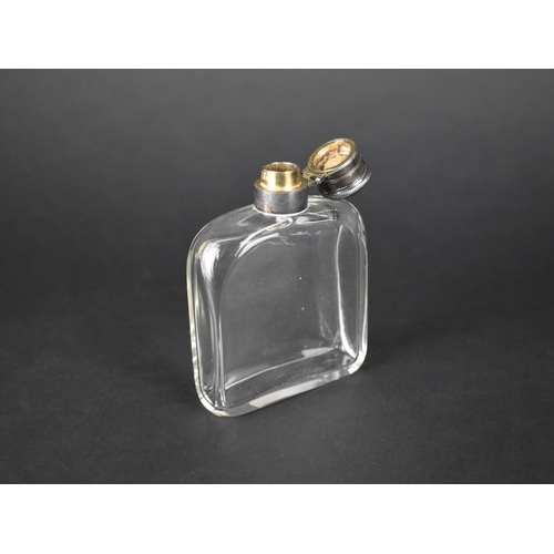 12 - A Nice Quality Glass Hip Flask, 11.5cms High