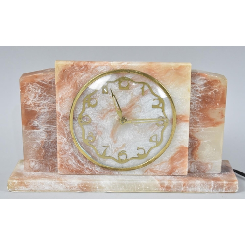 14 - A Metamec Mantel Clock with Electric Movement, Art Deco Period, 26cms Wide and 14.5cms High