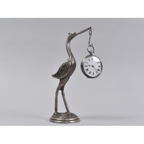 20 - A Novelty Silver Plated Pocket Watch Holder in the form of a Grey Heron Complete with a German Silve... 