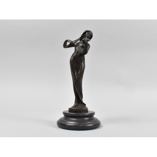 23 - A Bronze Figure in the Art Nouveau Style, Female Violinist, 19cms HIgh