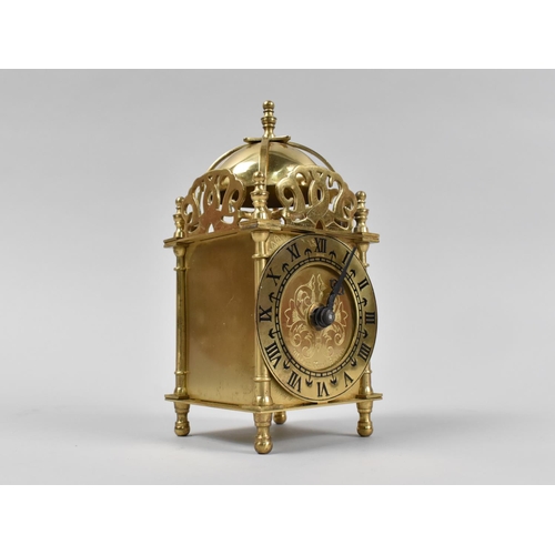 24 - A Late 20th Century Brass Lantern Clock by Smiths, Battery Movement, 16cms High