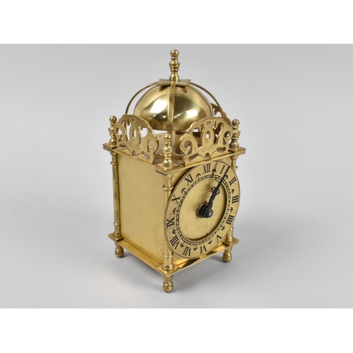 24 - A Late 20th Century Brass Lantern Clock by Smiths, Battery Movement, 16cms High