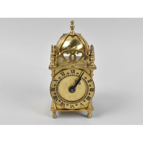 24 - A Late 20th Century Brass Lantern Clock by Smiths, Battery Movement, 16cms High