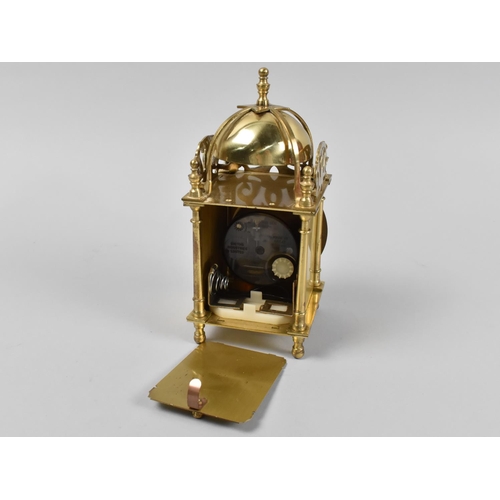 24 - A Late 20th Century Brass Lantern Clock by Smiths, Battery Movement, 16cms High