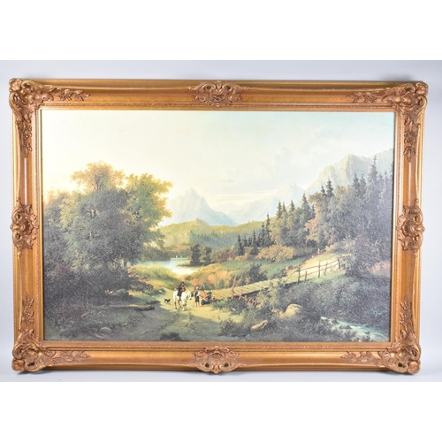 265 - A Large Gilt Framed Textured Print, Subject 89x59cm