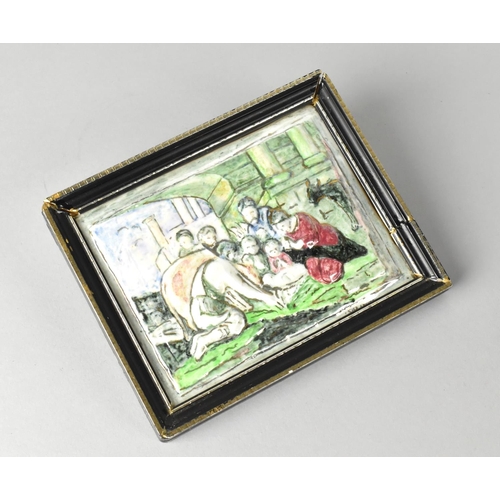 37 - A Framed Miniature Bone China Panel 'The Adoration of The Shepherds' from the 15th Century Old Maste... 