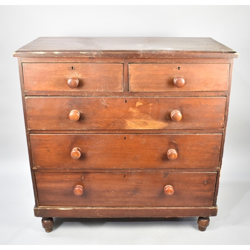 500 - An Edwardian Pine Bedroom Chest of Two Short and Three Long Drawers, 103cms Wide