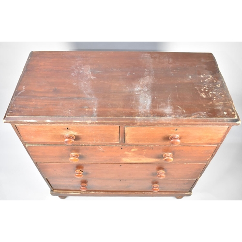 500 - An Edwardian Pine Bedroom Chest of Two Short and Three Long Drawers, 103cms Wide