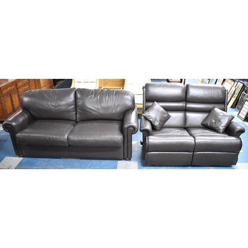 503 - A Modern Leather Effect Two Seater Settee and a Three Seater Bed Settee