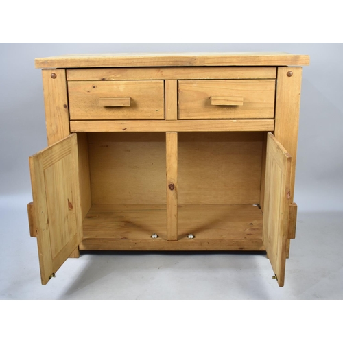 509 - A Modern Kitchen/Scullery Side Cabinet, 102cms Wide with Two Drawers over Cupboard Base