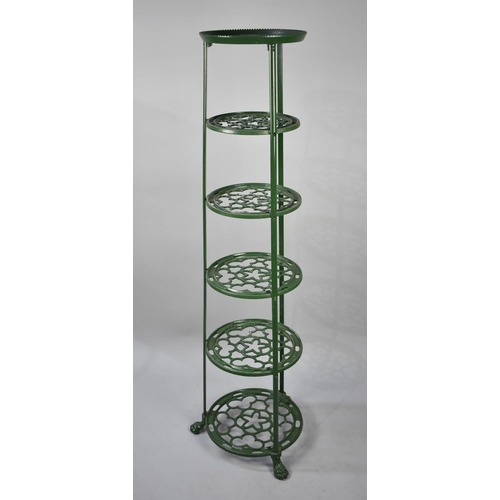 510 - A Modern Six Tier Metal Saucepan Rack with Claw Feet, 123cms High