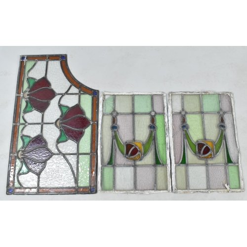 513 - Three Pieces of Coloured Leaded Glass