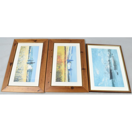 517 - A Pair of Framed French Impressionist Prints and Print of a Ship