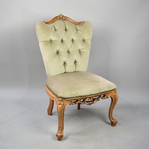 542 - A Modern Button Upholstered Ladies Nursing Chair on Carved Cabriole Supports