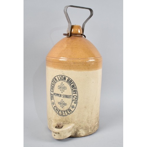 66 - A Vintage Glazed Stoneware Bottle for The Chester Lion Brewery Company, Metal Carrying Handle, 36cms... 