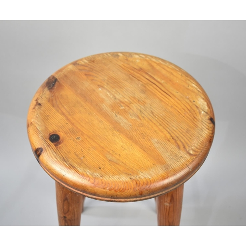 68 - A Vintage Pine Circular Bar Stool, 69cms High