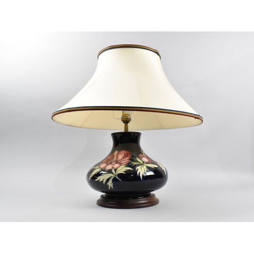 73 - A Modern Moorcroft Anemone Patterned Table Lamp, Complete with Shade