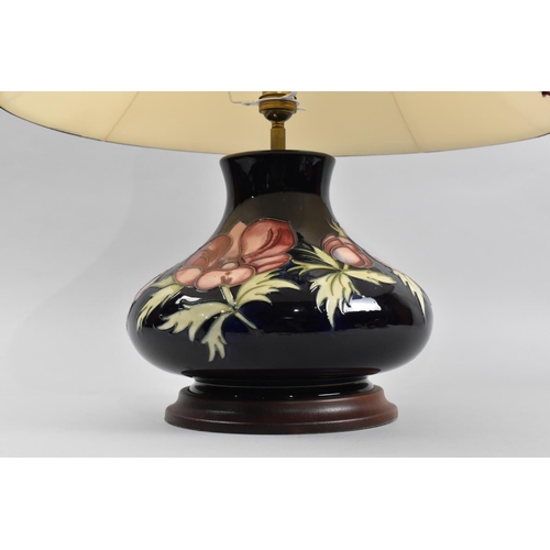 73 - A Modern Moorcroft Anemone Patterned Table Lamp, Complete with Shade