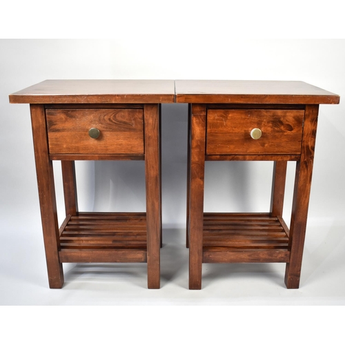 81 - A Pair of Far Eastern Bedside Tables with Drawers, 50cms Wide