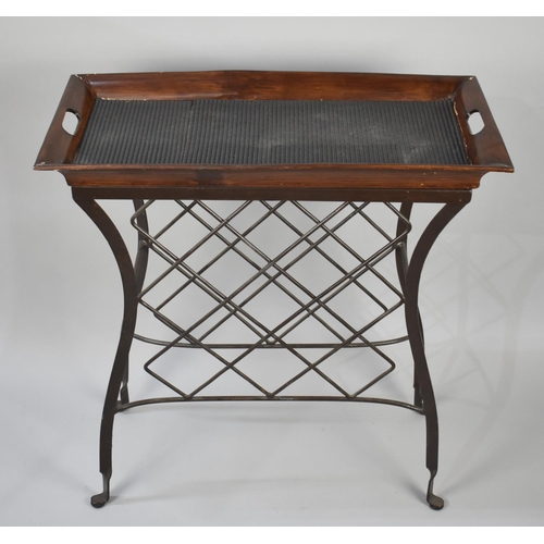 82 - A Modern Wrought Iron Based Tray Top Occasional Table, 72cms by 35cms