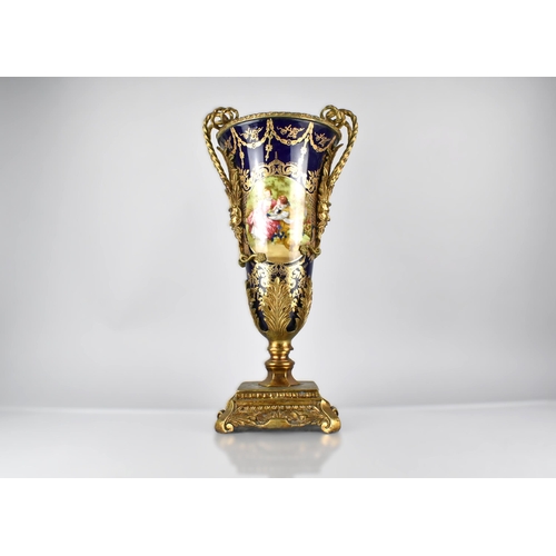 36 - A Late 19th/Early 20th Century Sevres Style Porcelain Vase of Flared Form Decorated with Lovers Cart... 