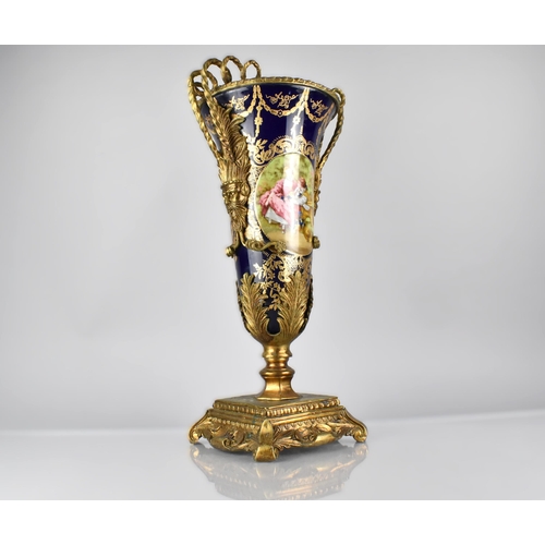 36 - A Late 19th/Early 20th Century Sevres Style Porcelain Vase of Flared Form Decorated with Lovers Cart... 