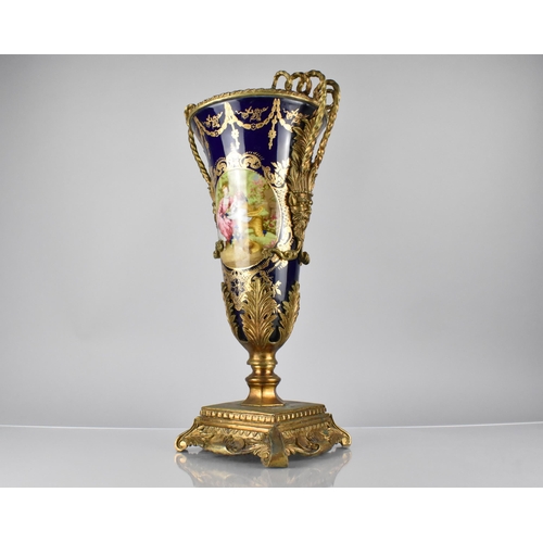 36 - A Late 19th/Early 20th Century Sevres Style Porcelain Vase of Flared Form Decorated with Lovers Cart... 