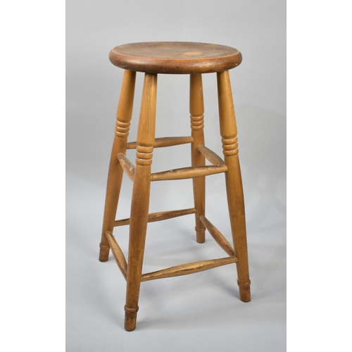 86 - A Modern Circular Topped Kitchen Barstool, 68cms High