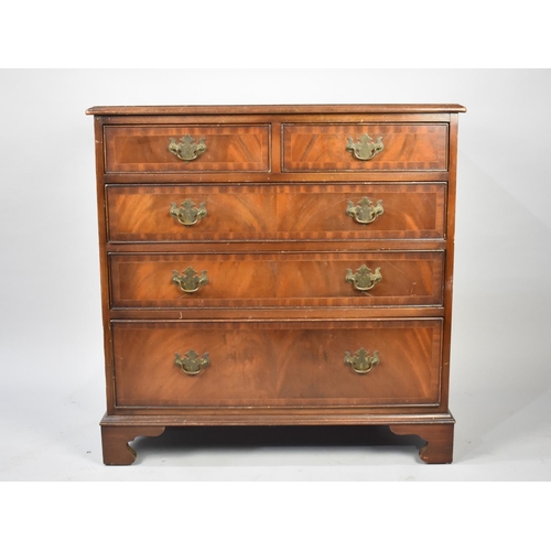 116 - A Small Mahogany Chest of Two Short and Three Long Drawers, Crossbanded Top