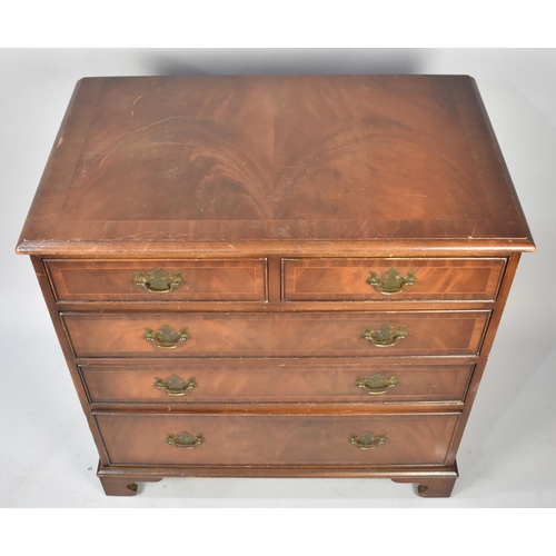 116 - A Small Mahogany Chest of Two Short and Three Long Drawers, Crossbanded Top